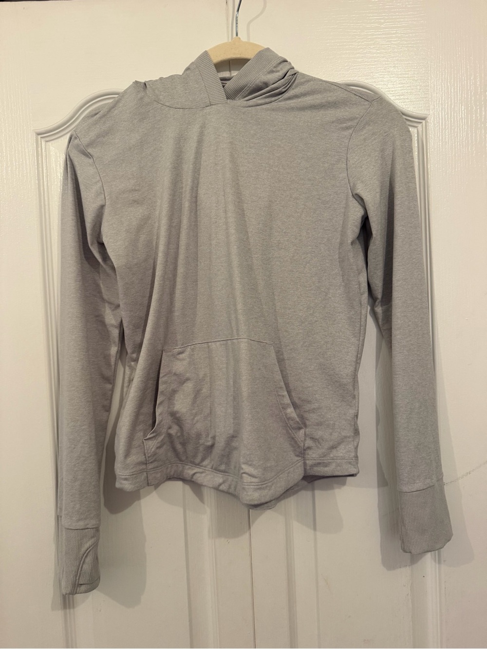 Athleta Girl Uptempo Hooded Top sz large 12 heathered grey